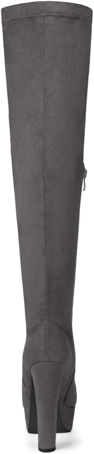 Allegra K Women's Platform Block Heel Over Knee High Boots
