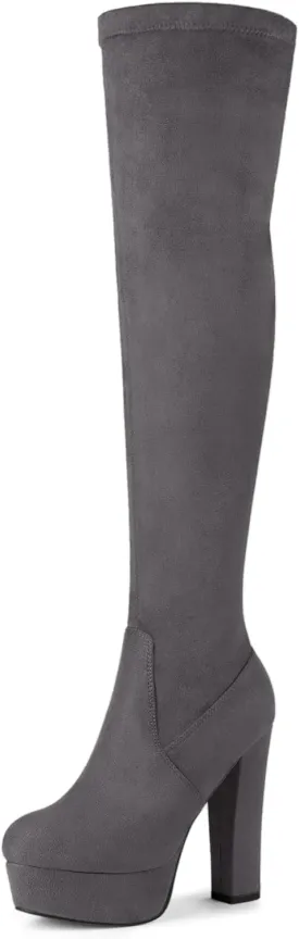 Allegra K Women's Platform Block Heel Over Knee High Boots Allegra K Women's Platform Block Heel Over Knee High Boots