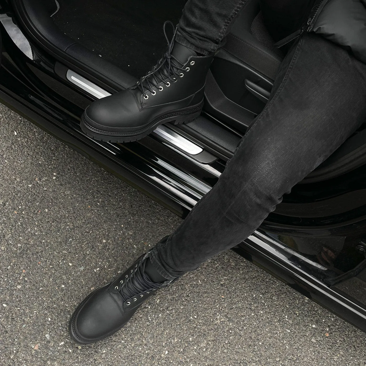 Arvid lace up boot leather warm - BLACK