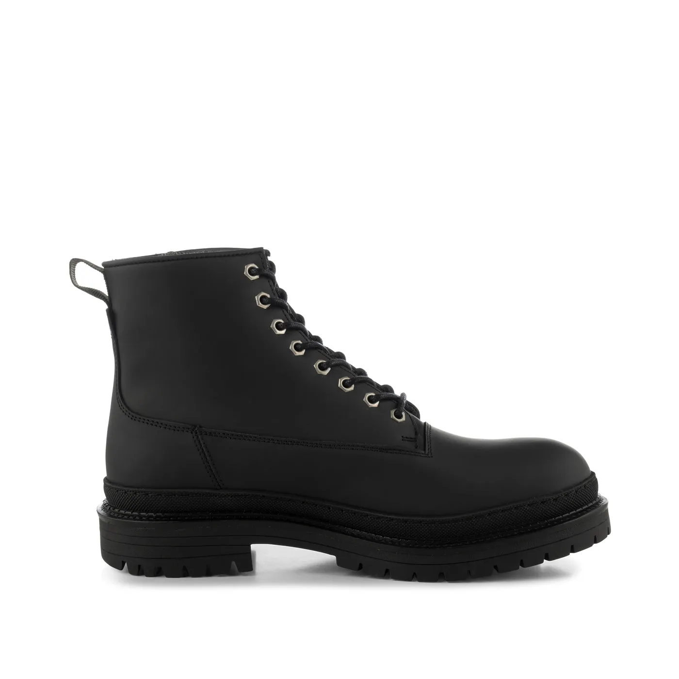 Arvid lace up boot leather warm - BLACK
