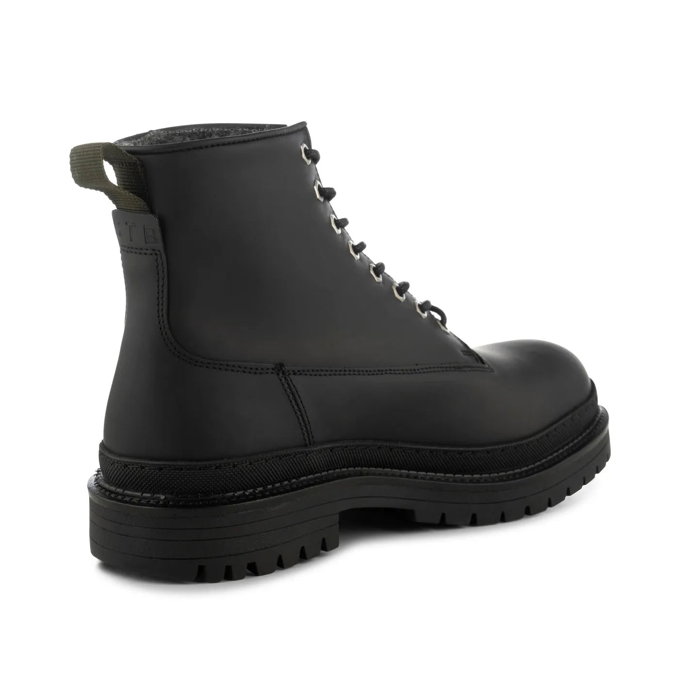 Arvid lace up boot leather warm - BLACK