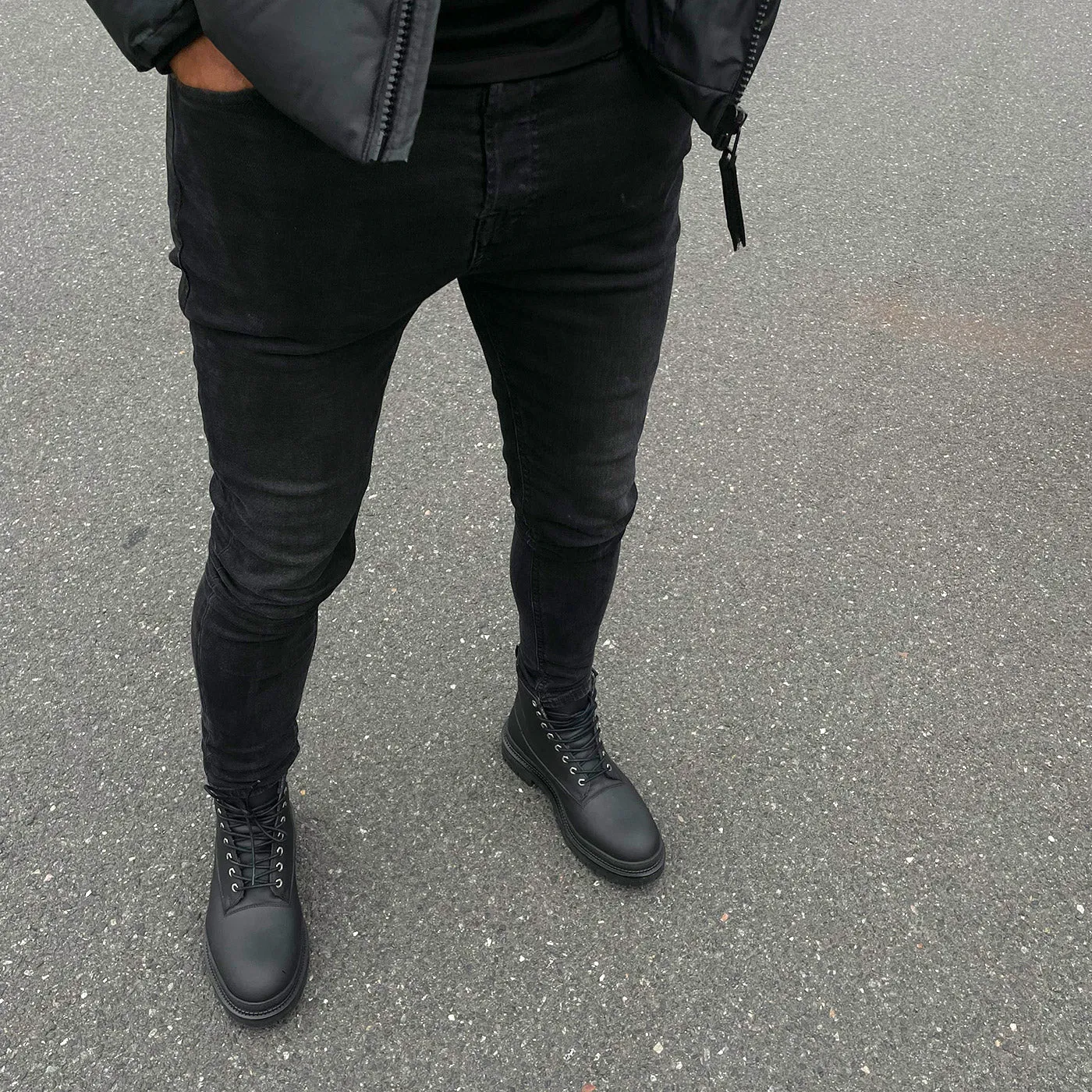 Arvid lace up boot leather warm - BLACK