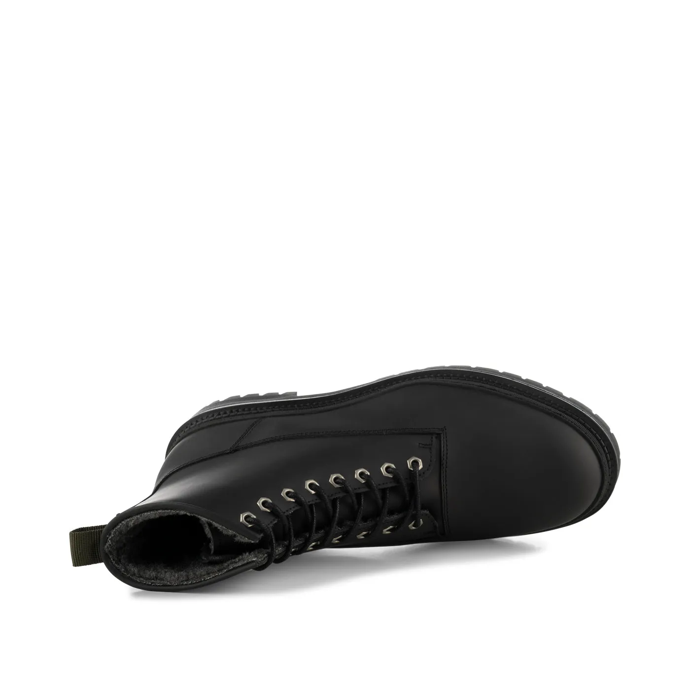 Arvid lace up boot leather warm - BLACK