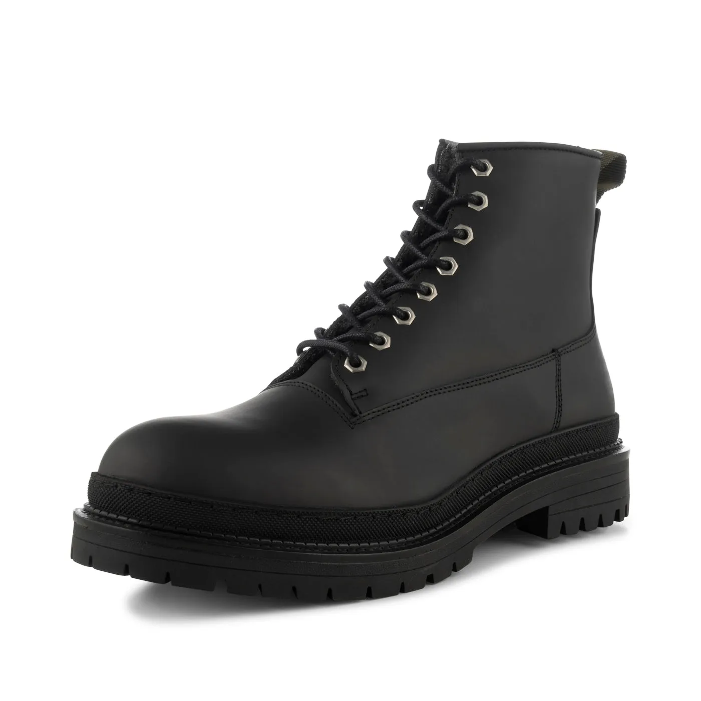 Arvid lace up boot leather warm - BLACK