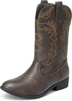 DREAM PAIRS Cowgirl Cowboy Western Boots Girls Mid Calf Riding Shoes Little Kid/Big Kid