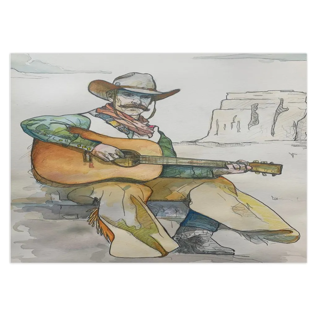 Folded Cards - Cowboy guitar