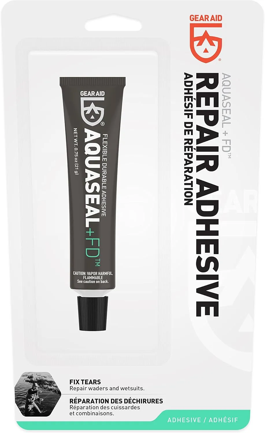 GEAR AID Aquaseal FD Flexible Durable Repair Adhesive for Fixing Tears and Holes in Waders, Wetsuits, PVC Inflatables, Vinyl and Outdoor Gear, Dries Clear