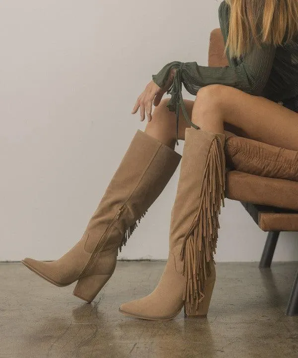 Hailey Going West Knee High Fringe Boots