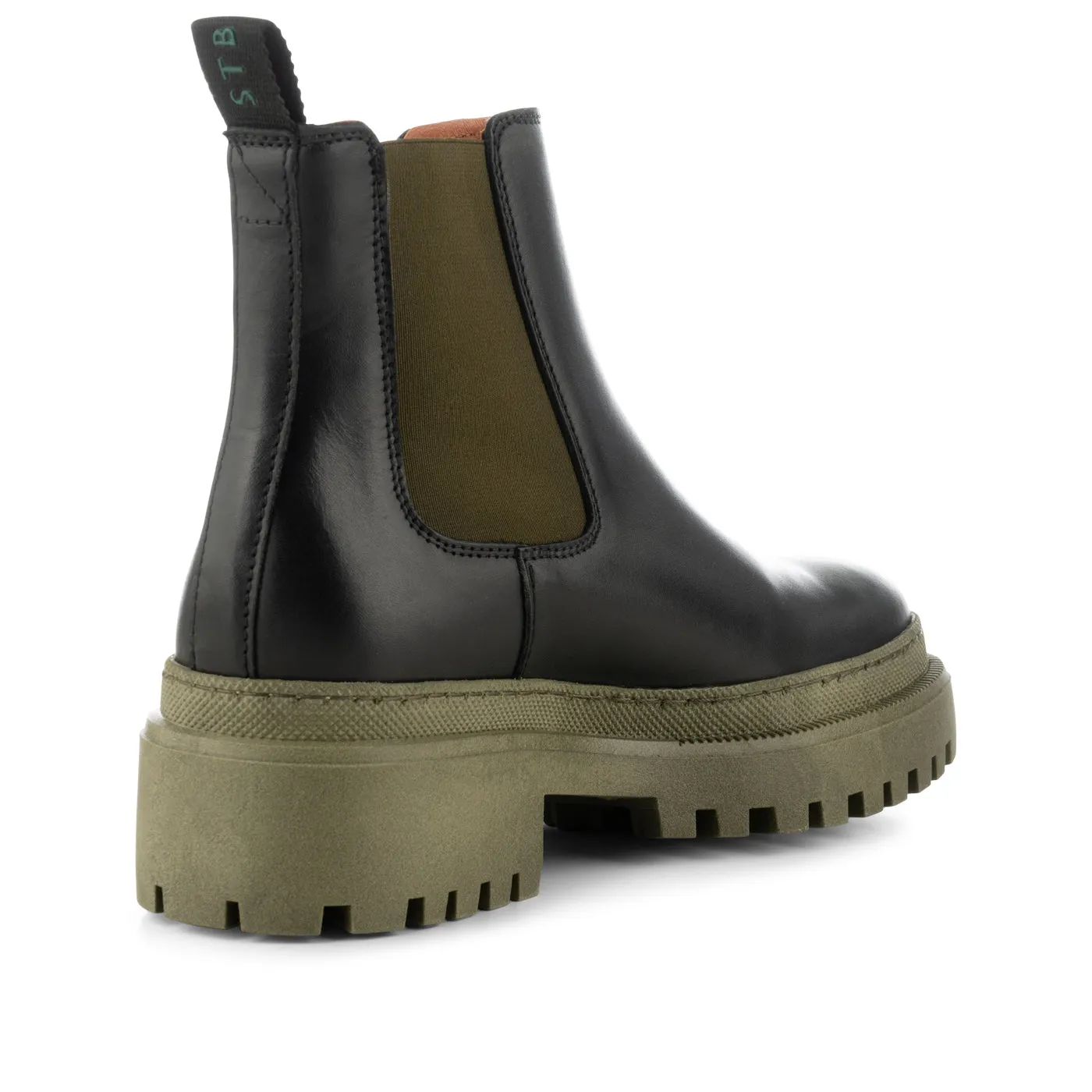 Iona chelsea støvle læder - BLACK/KHAKI