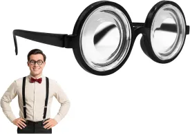 Nicky Bigs Novelties Adult Round Bubble Thick Lensed Nerd Eye Glasses Geek Specs Fake Plastic Costume Prop
