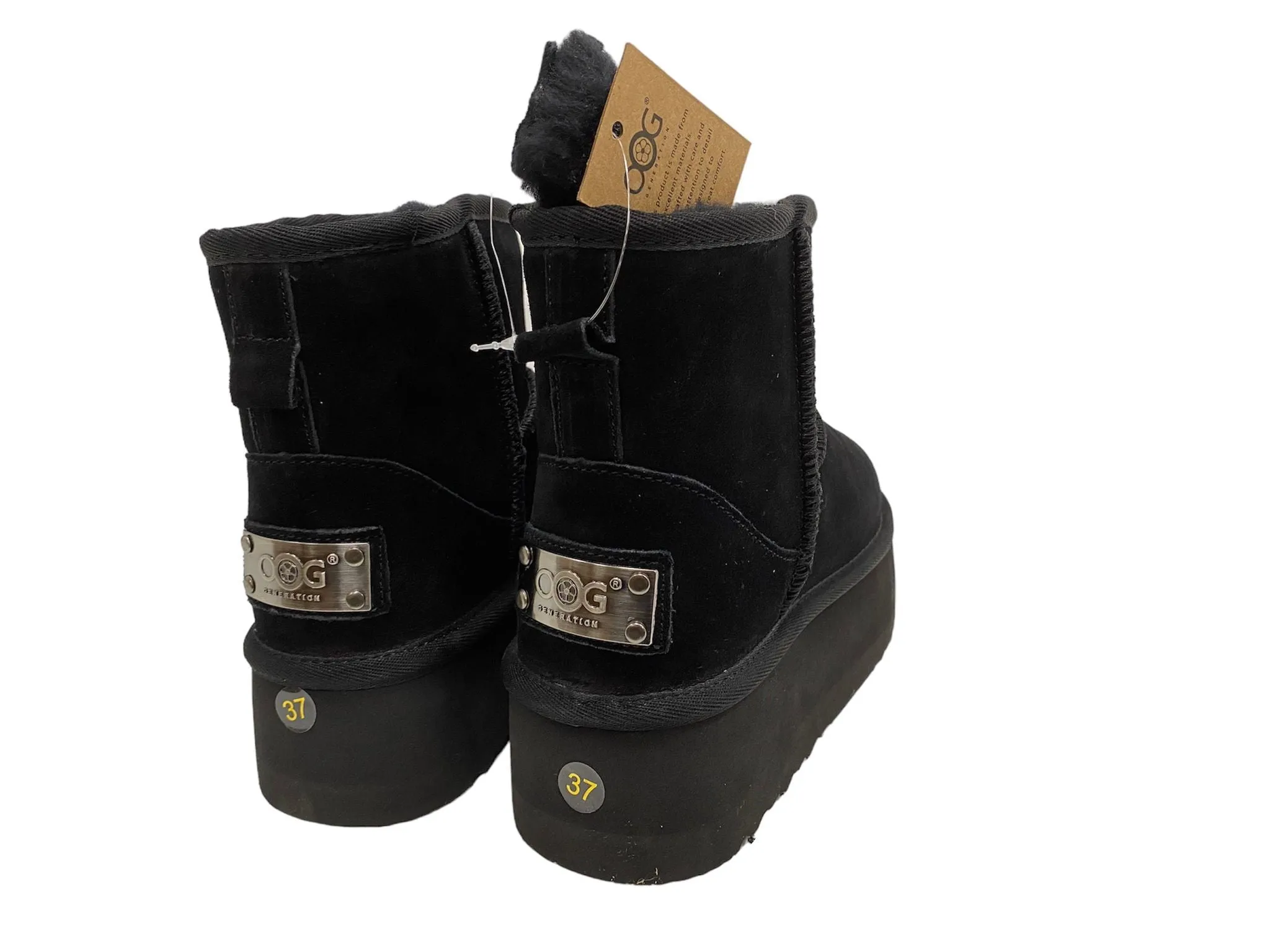 OB5864 Mini Designer Boots aus Leder, Lammfell mit Plateau Sohle