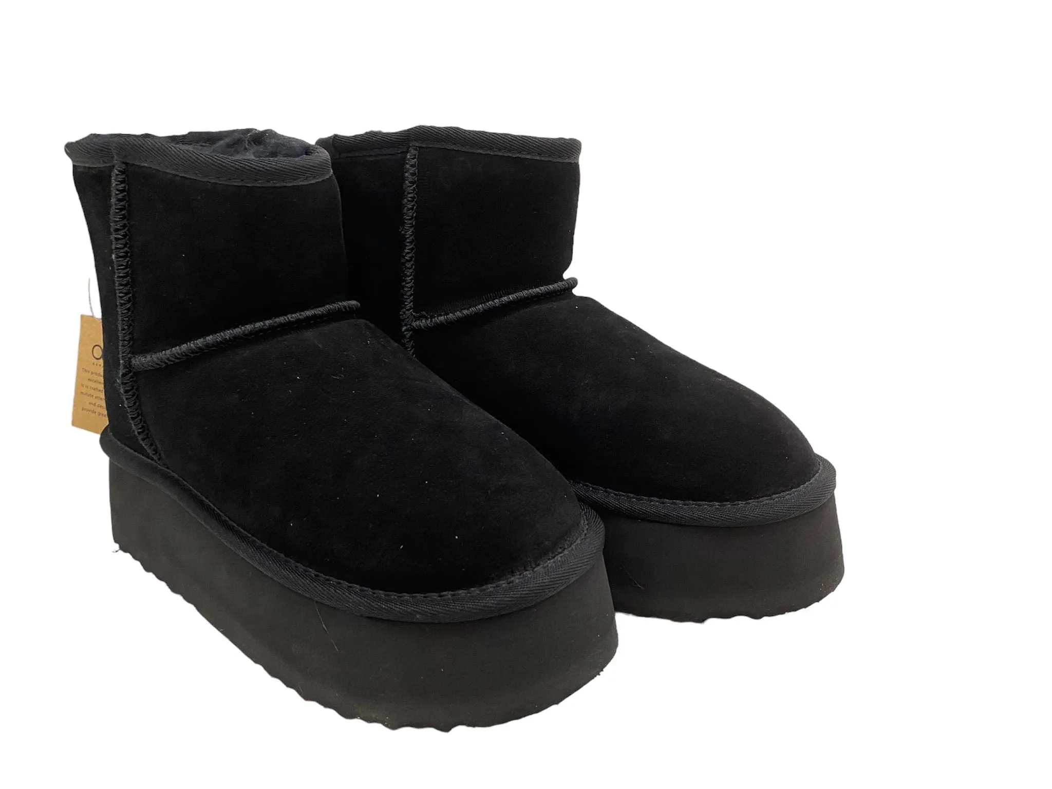OB5864 Mini Designer Boots aus Leder, Lammfell mit Plateau Sohle