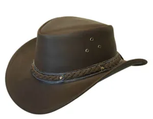 Oiled Leather Kids Hat Aussie Bush Style Classic Western Outback Girls/Boy Kids Hat