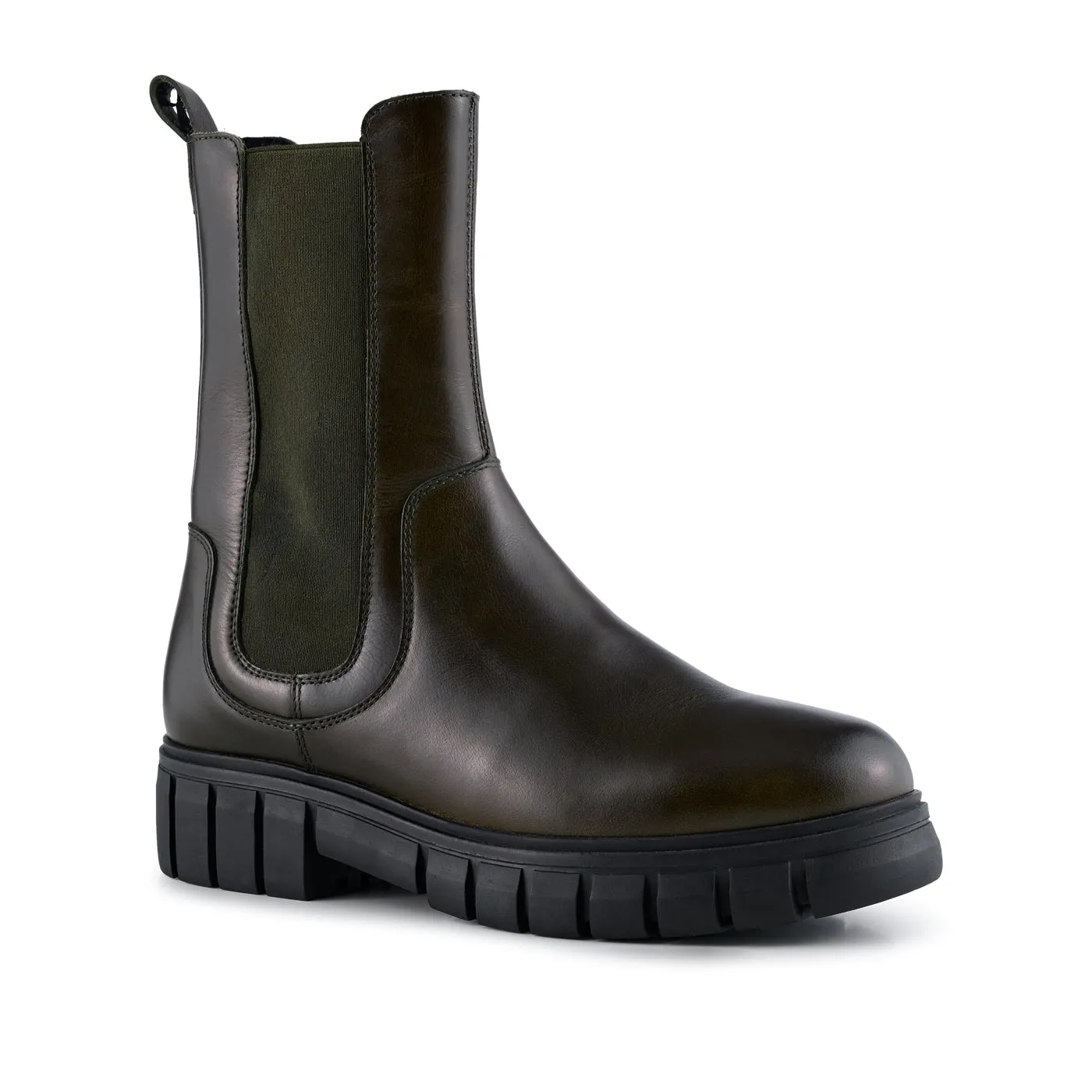 Rebel chelsea støvle læder - KHAKI