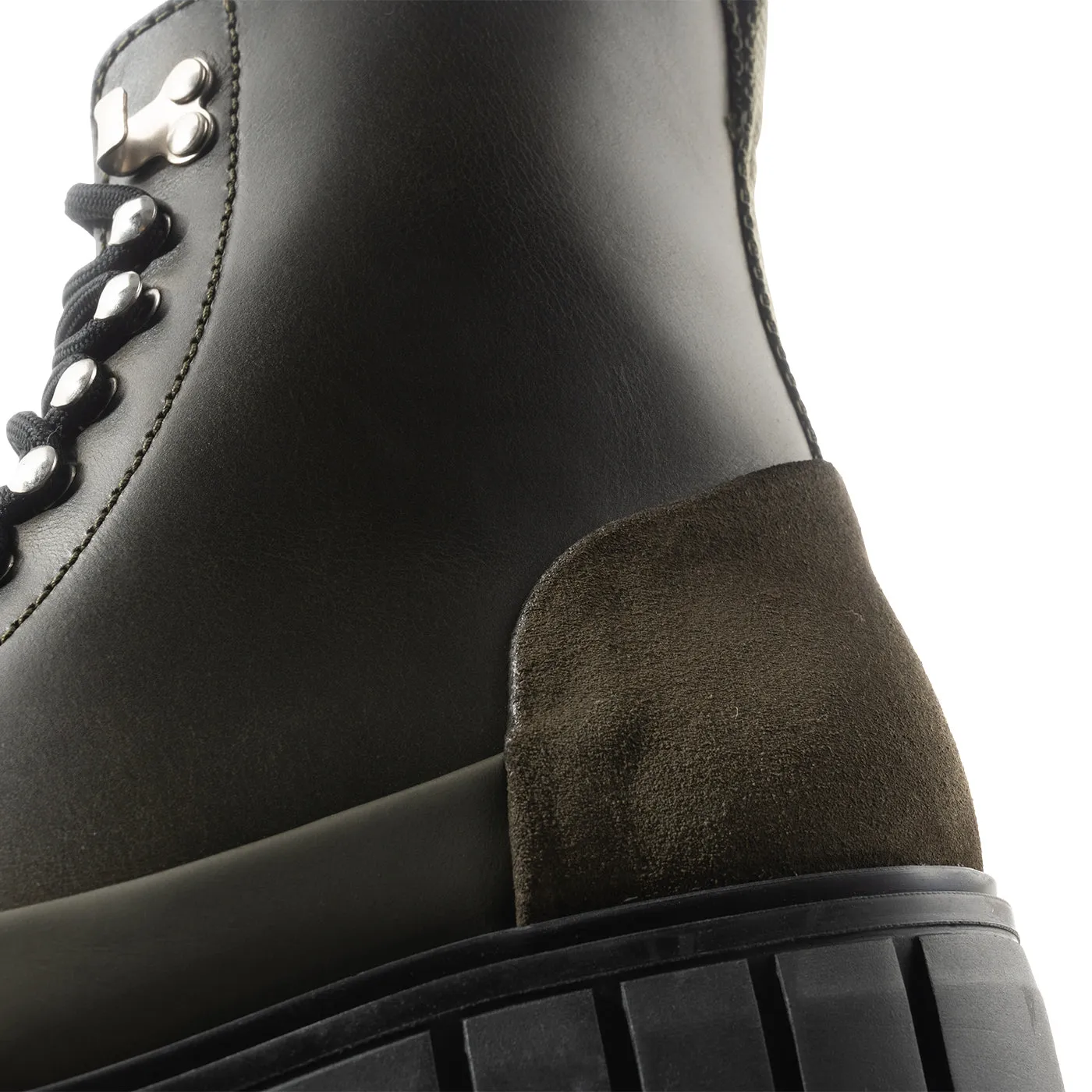 Rebel lace-up boot leather - KHAKI