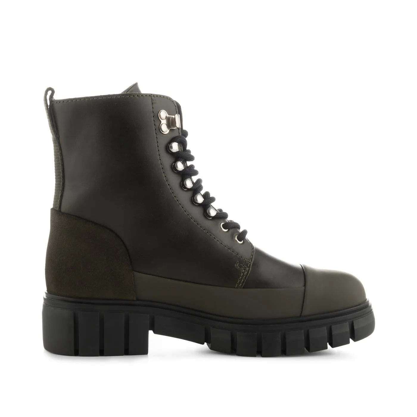 Rebel lace-up boot leather - KHAKI