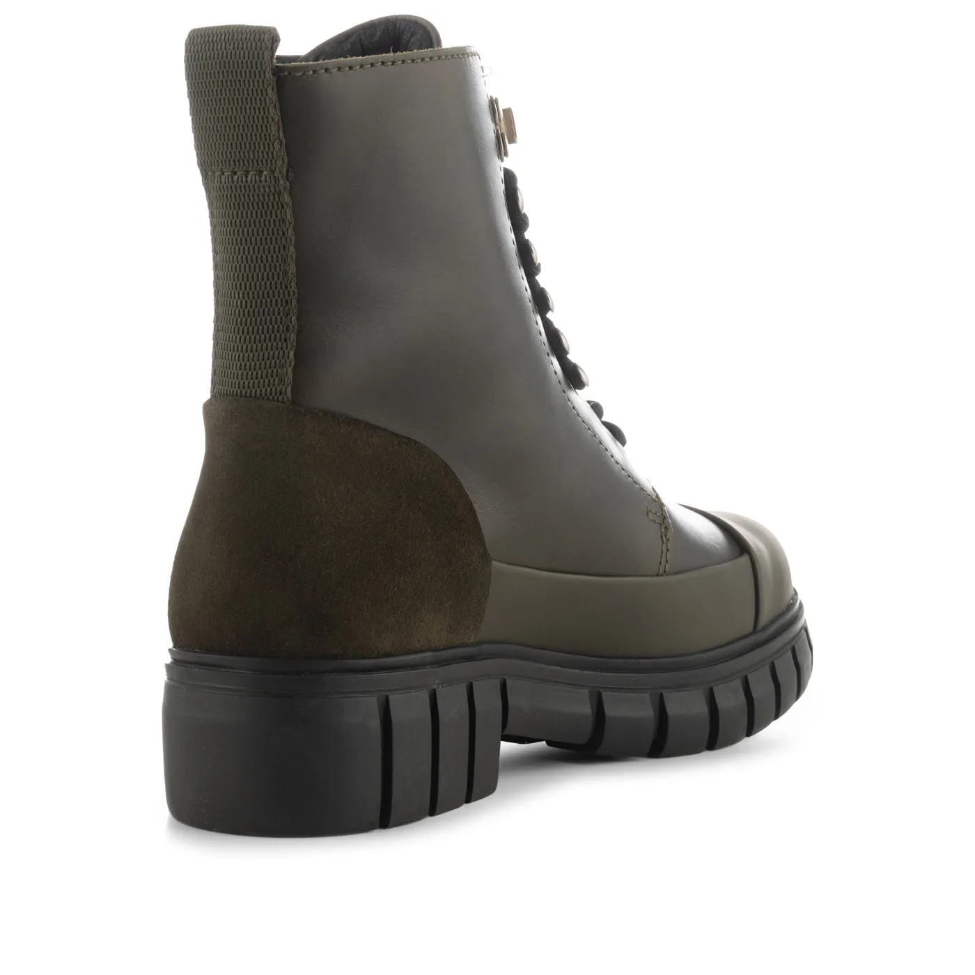 Rebel lace-up boot leather - KHAKI