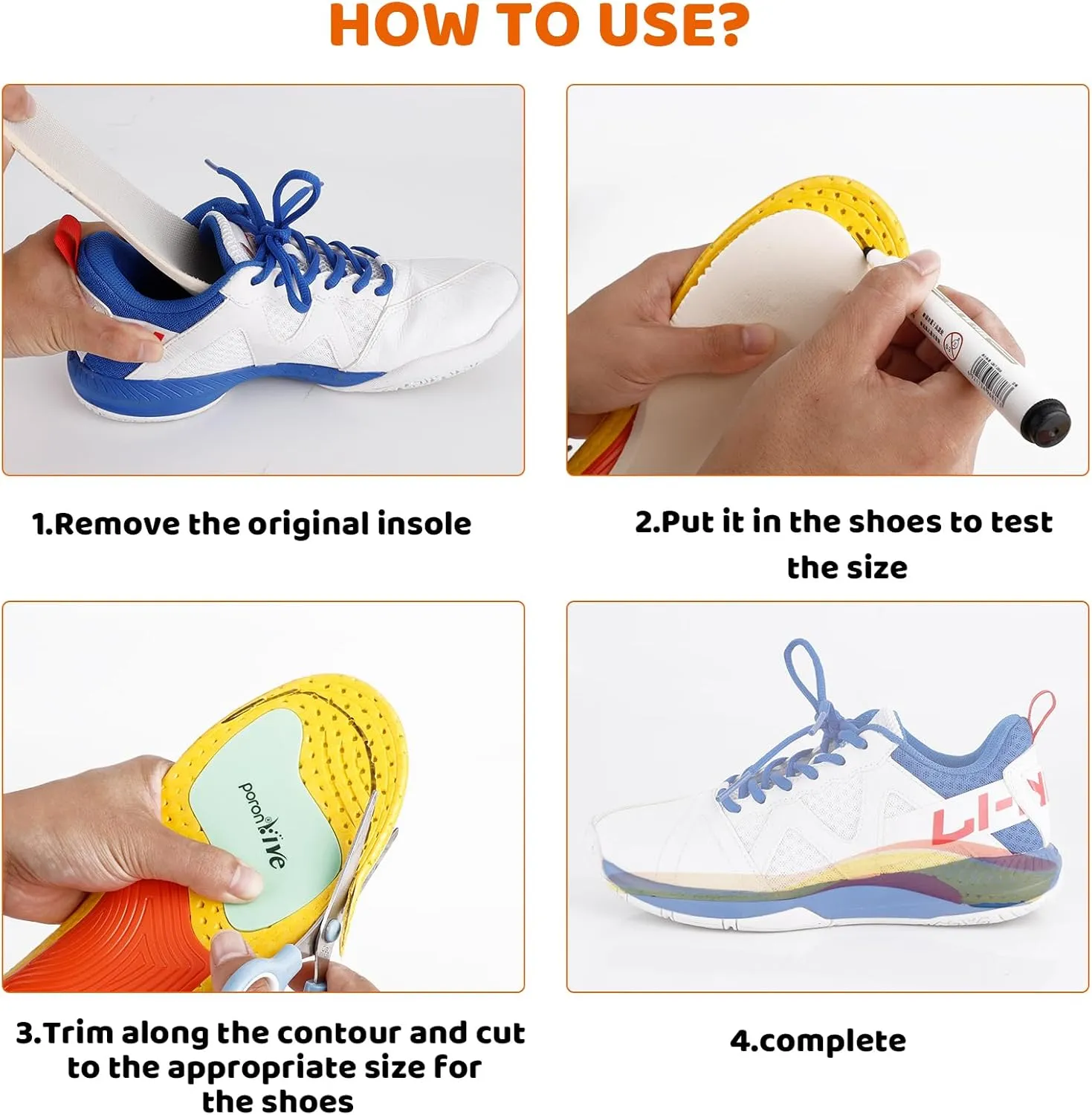 Running Shoe Inserts Arch Support Inserts for Women Men Plantar Fasciitis Insoles Pain Relief Reduce Fatigue Flat Feet Orthotics Inserts with Shock Absorption & Prevent Injuries for Work Boot