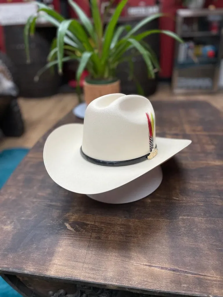 Tombstone 5,000X Cowboy Hat Sinaloa Shape With Feathers Brim 3 1/2"