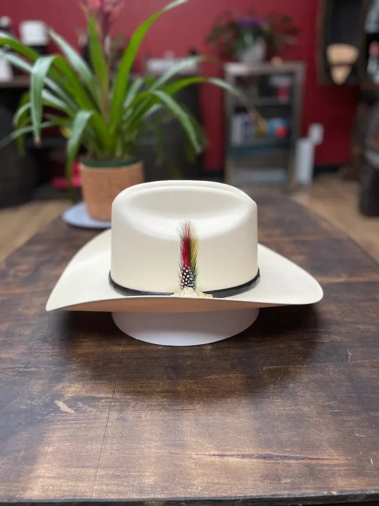 Tombstone 5,000X Cowboy Hat Sinaloa Shape With Feathers Brim 3 1/2"