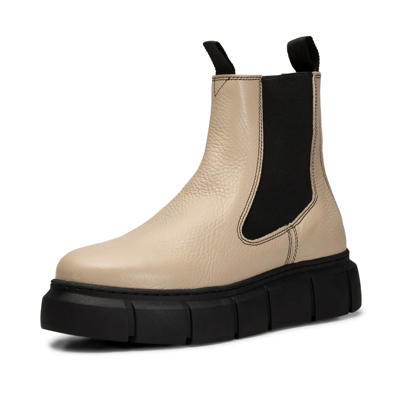 Tove chelsea støvle læder - BEIGE