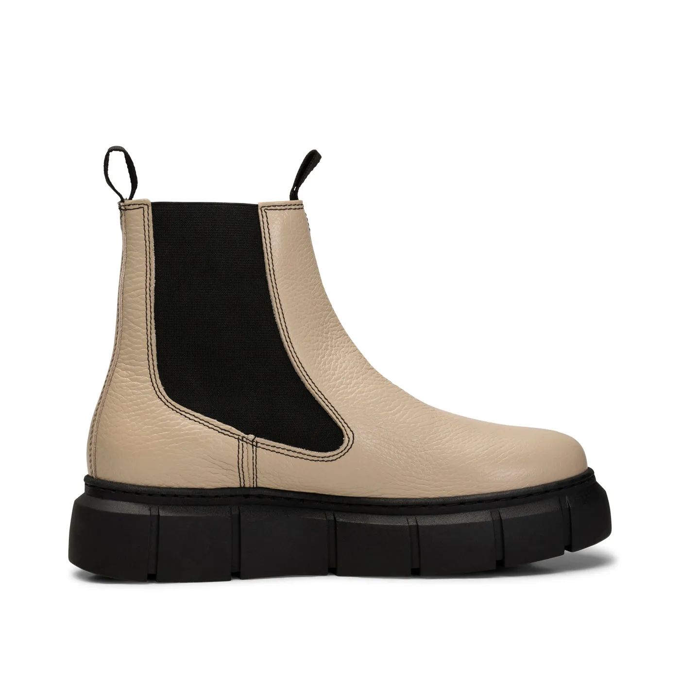 Tove chelsea støvle læder - BEIGE