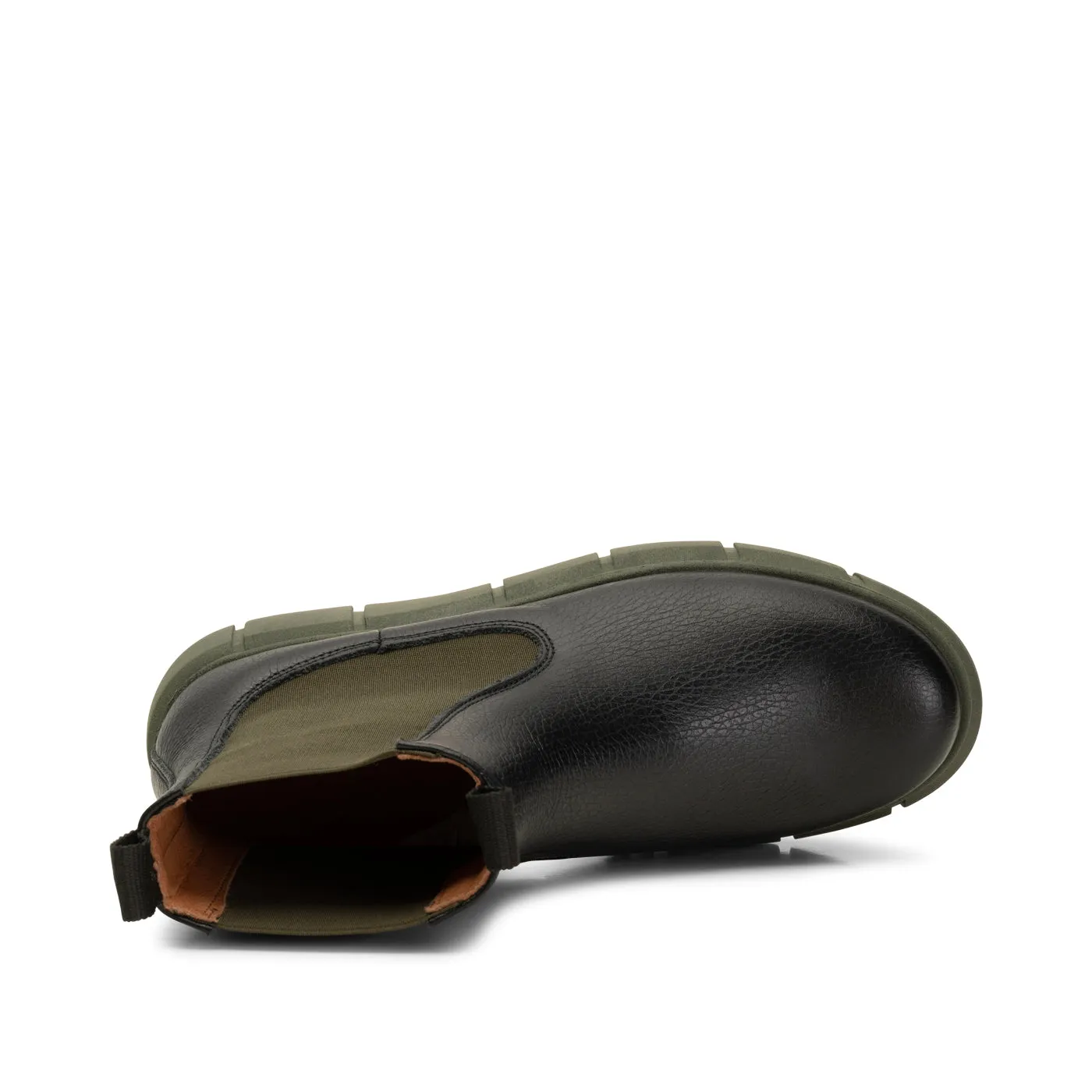 Tove chelsea støvle læder - BLACK/KHAKI