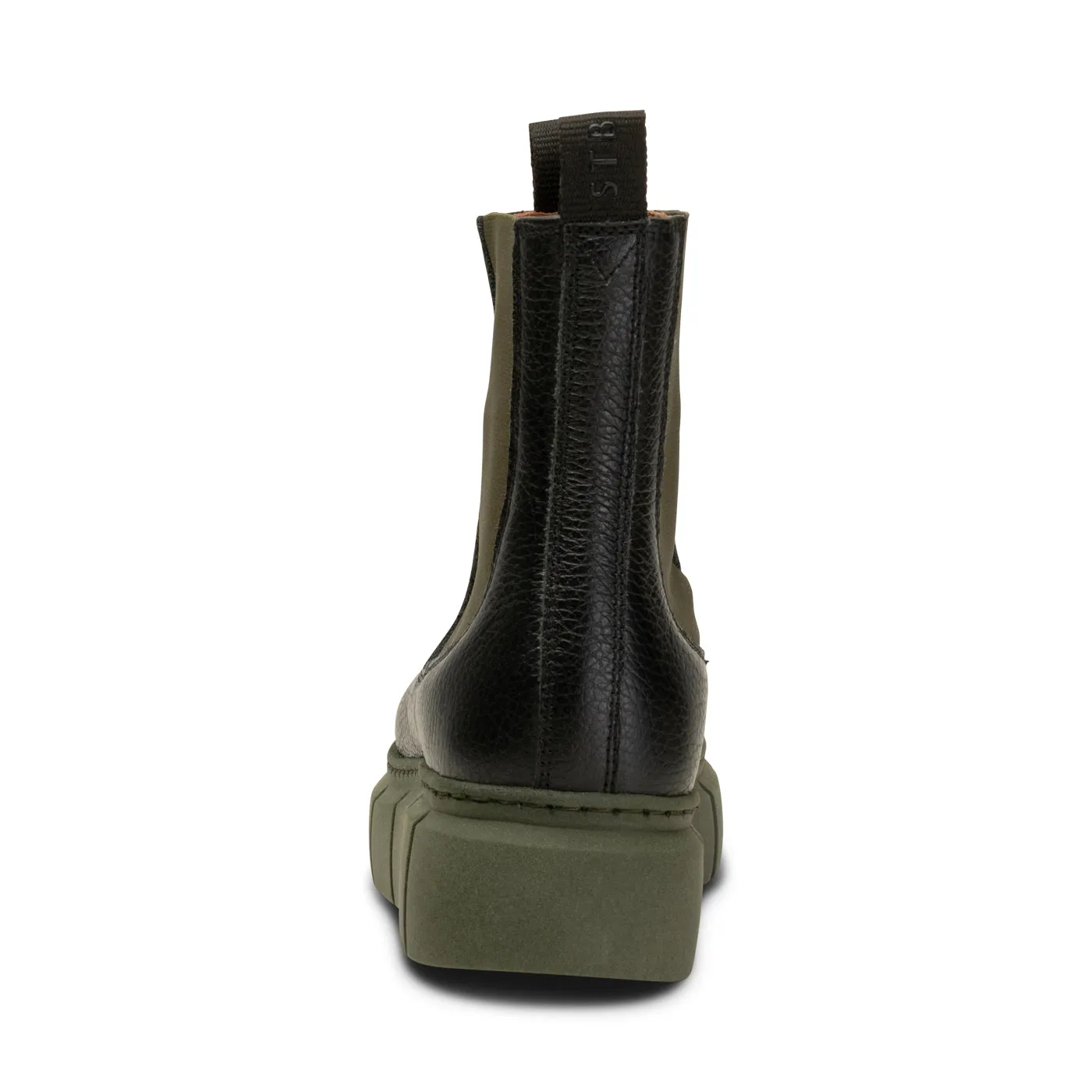 Tove chelsea støvle læder - BLACK/KHAKI
