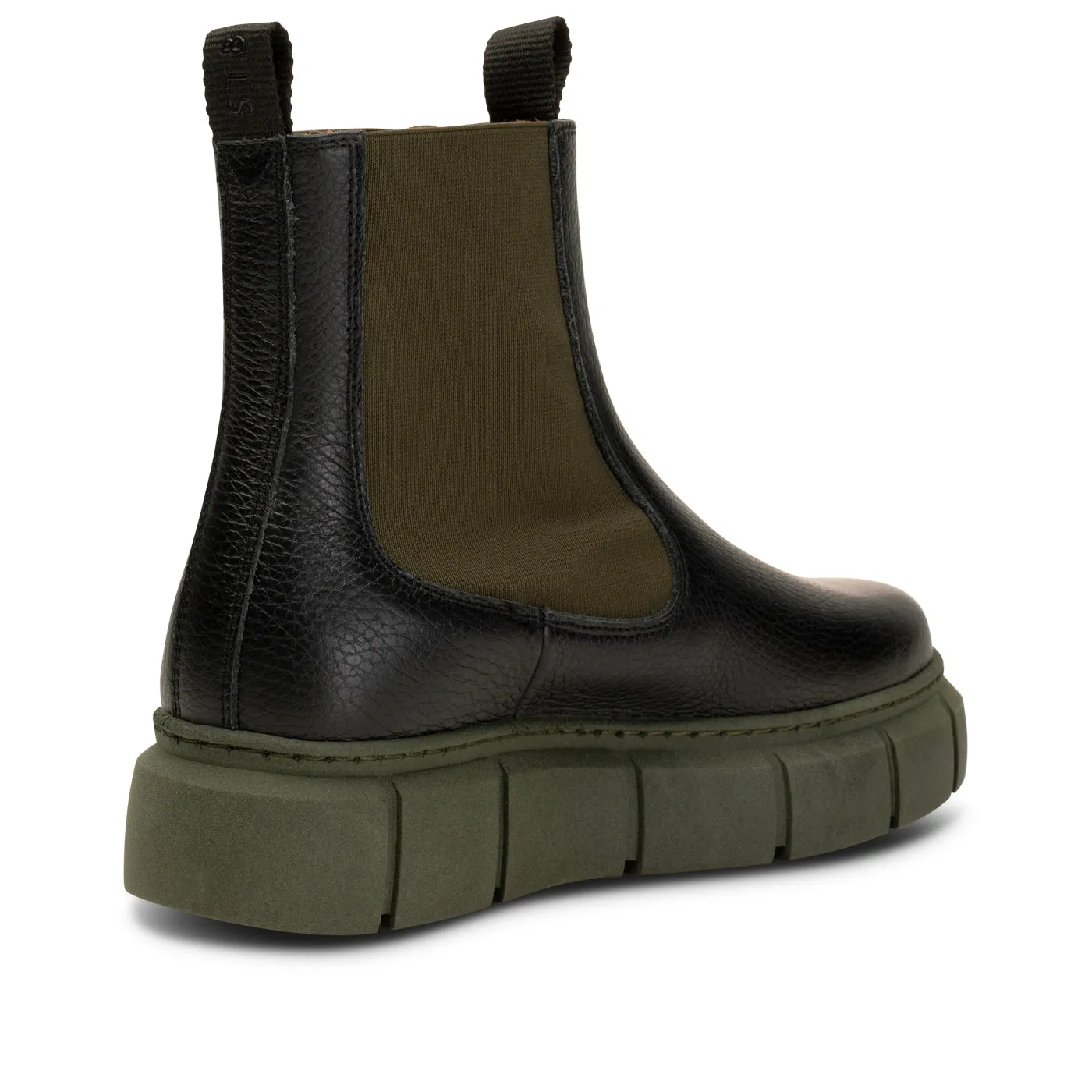 Tove chelsea støvle læder - BLACK/KHAKI