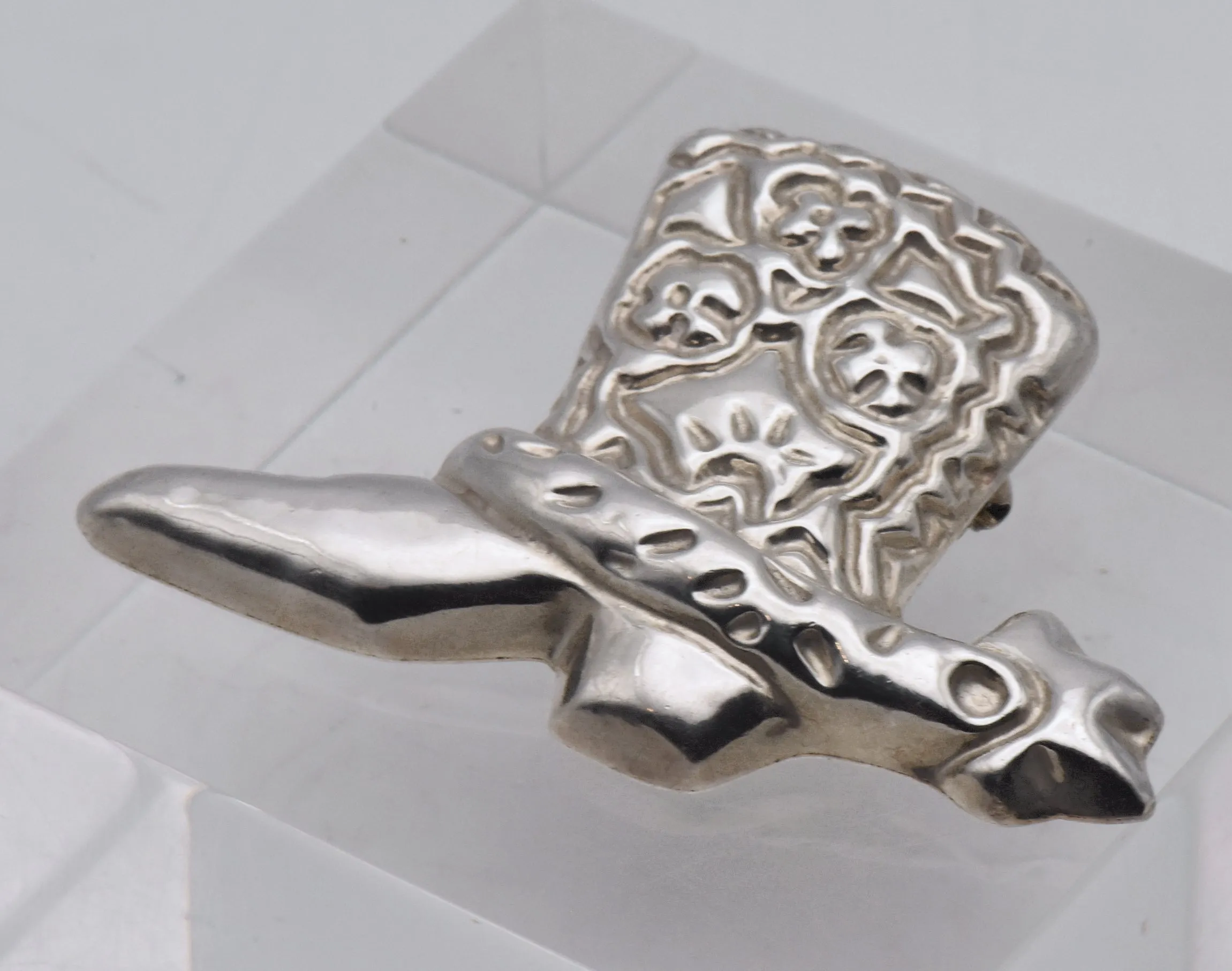 Vintage Handmade Mexican Sterling Silver Cowboy Boot with Spur Brooch/Pendant